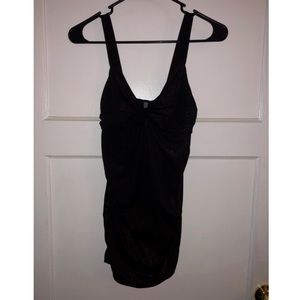 Black metallic mini short scrunch dress